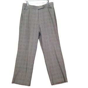 KIM ROGERS Women Pants SZ 18 Relax Wide‎ Leg Plaid Dark Academia Brown Pockets
